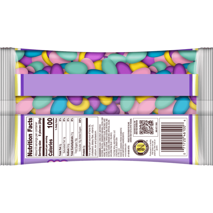 Tootsie Roll CandyCoated Egg Shaped Unwrapped (8 oz. Bag) Nutrition Facts Panel