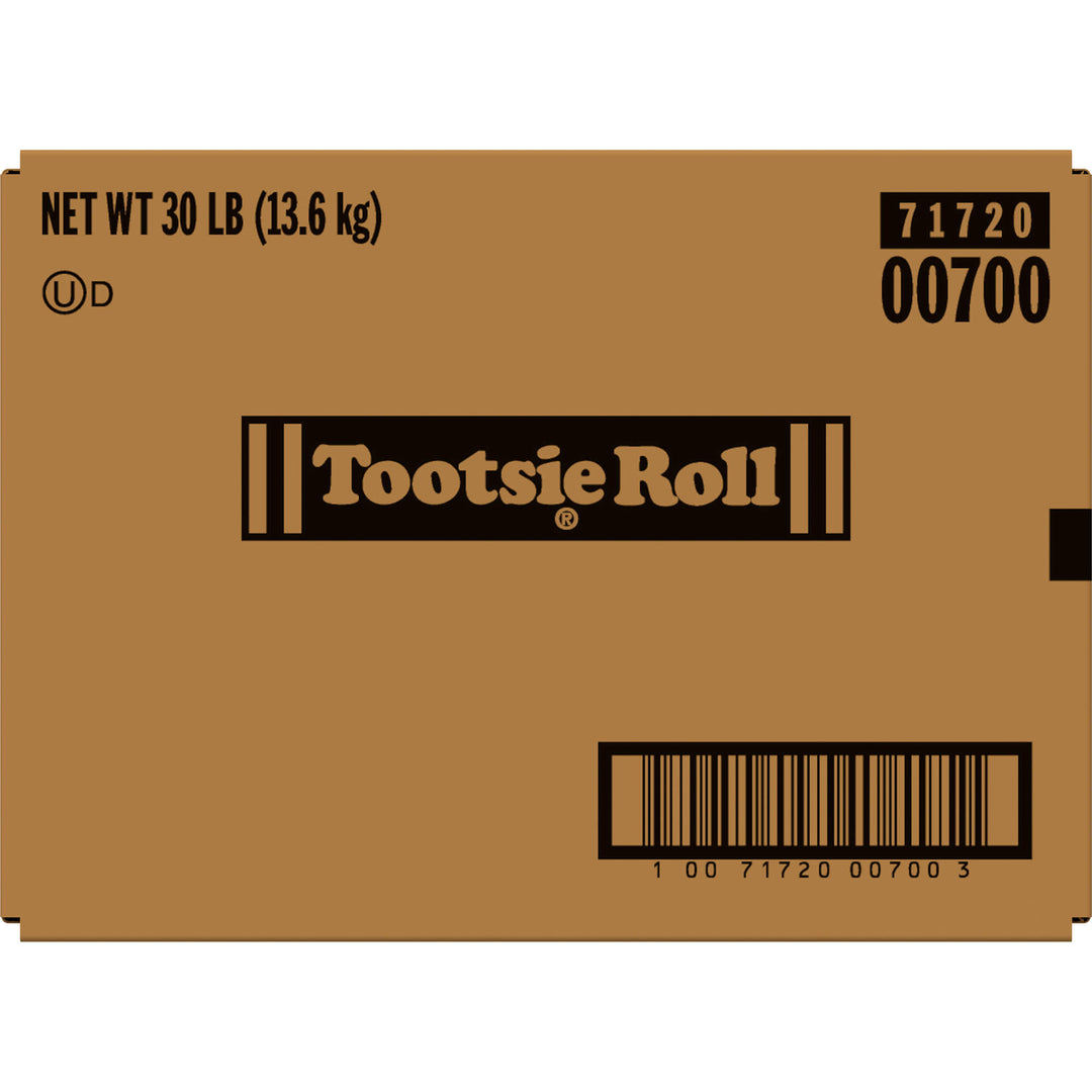 Large cardboard box with Tootsie Roll branding on a white background