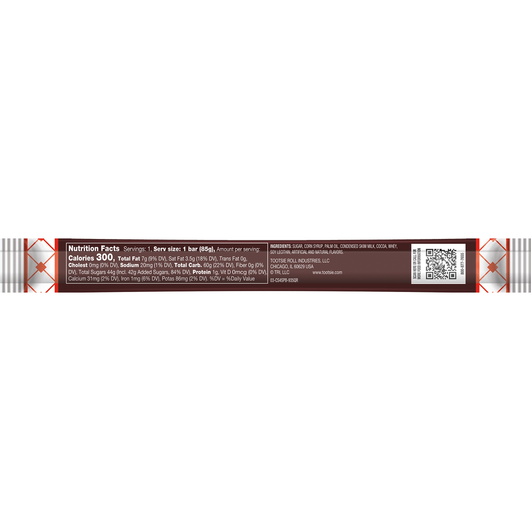 Tootsie Roll Nostalgic Giant Bar (3 oz. Bar) Nutrition Facts Panel