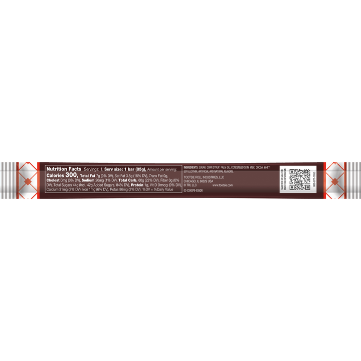 Tootsie Roll Nostalgic Giant Bar (3 oz. Bar) Nutrition Facts Panel