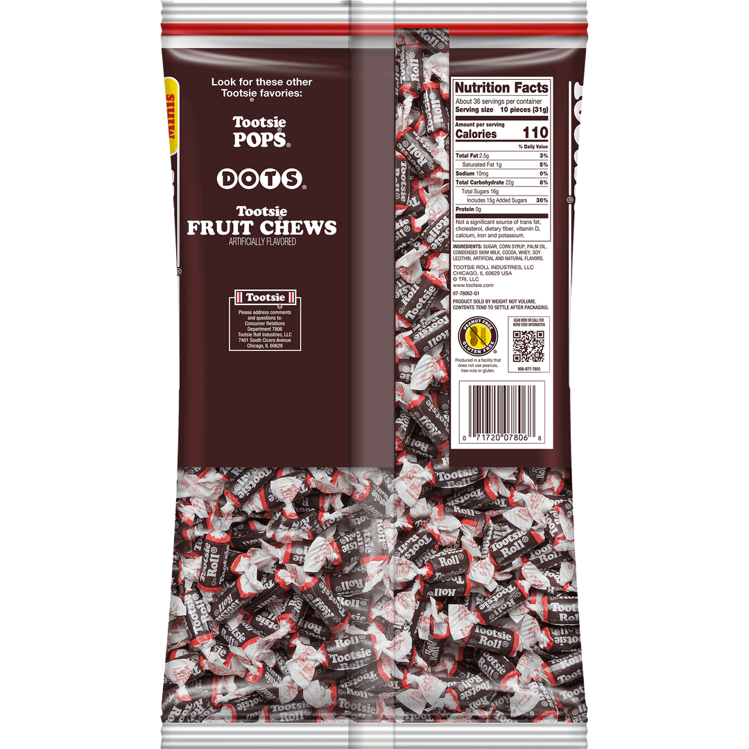 Tootsie Roll Chocolate Minis (38.8 oz. / 360 ct. Bag) Nutrition Facts Panel