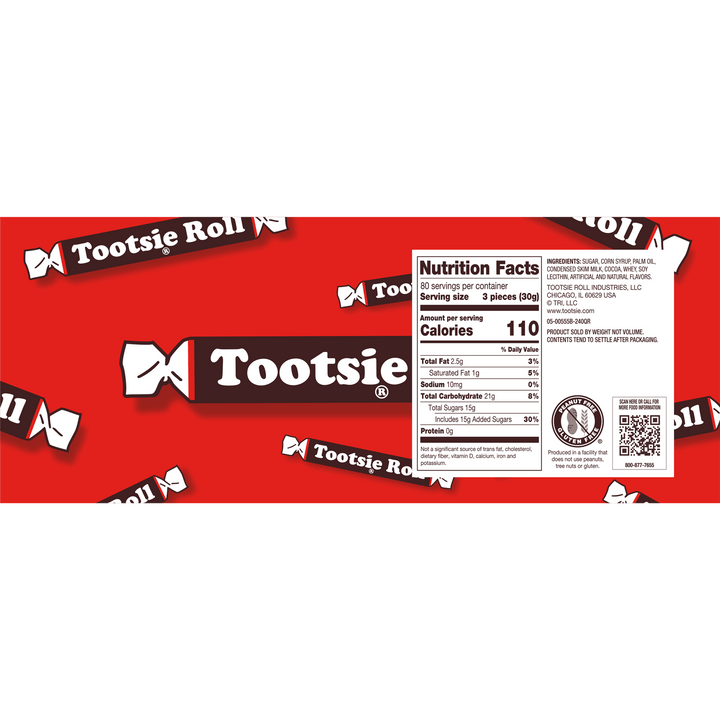 Tootsie Roll (84 oz. / 240 ct. Box) Nutrition Facts Panel