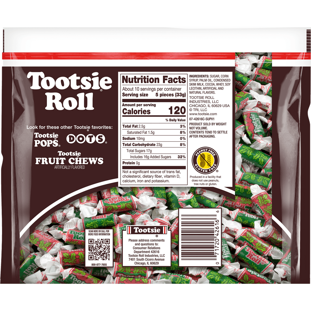 Tootsie Roll Midgees Christmas Bag (12 oz. Bag) Nutrition Facts Panel