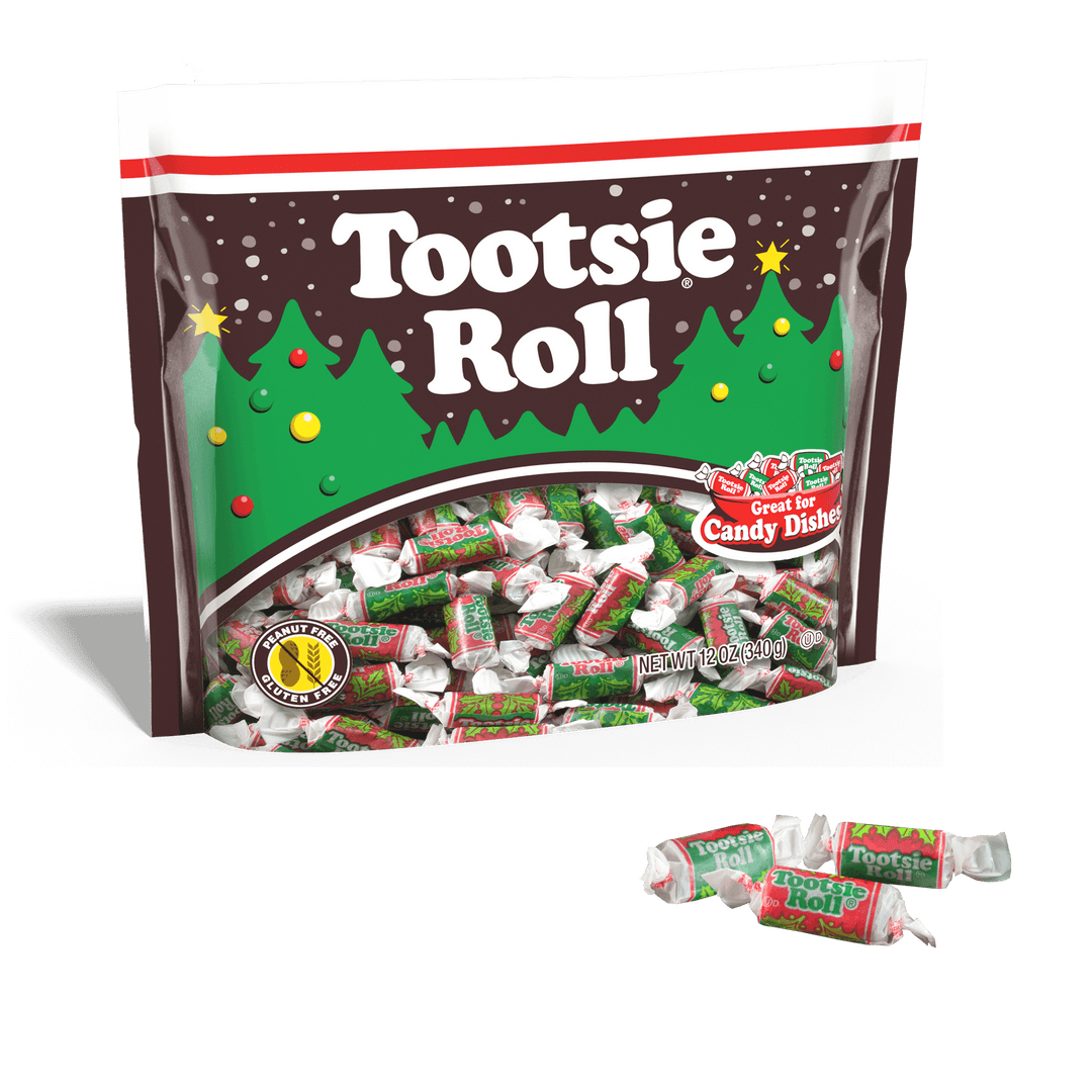 Tootsie Roll Midgees Christmas Bag (12 oz. Bag) with candies next to it