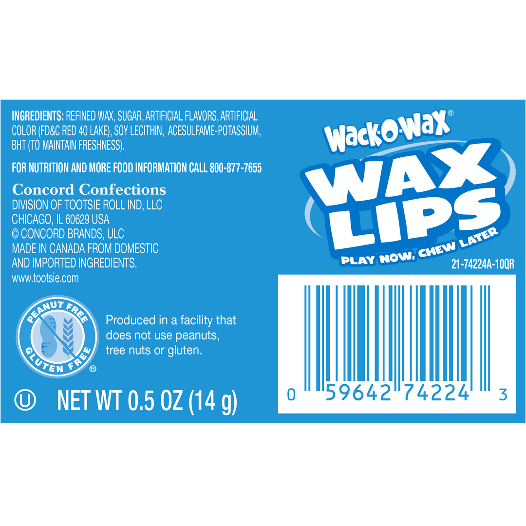 Wack-O-Wax Cherry Wax Lips (1 ct. Bag) Ingredients