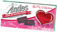 Image of Andes Crème de Menthe Thins with Valentine Sleeve (4.67 oz./28 ct. Box) Package