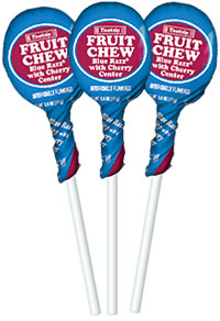 Image of Blue Razz with Cherry Center Fruit Chew Pops (50 ct. Bag) Package