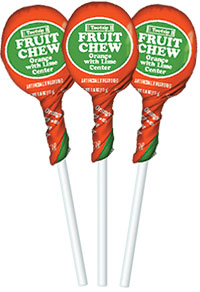 Image of Orange with Lime Center Fruit Chew Pops Package