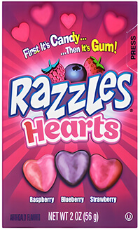 Image of Razzles Hearts Exchange Assorted Flavors, 2 oz. Box Package