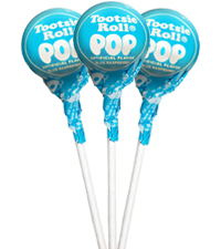 Image of Blue Raspberry Tootsie Pops (50 ct. Bag) Packaging