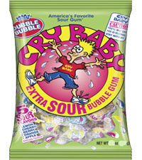 Image of Cry Baby Extra Sour Bubble Gum (4 oz. Bag) Packaging
